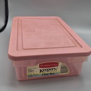Vintage Rubbermaid 0286 Storage Box ALL Pink Clear Container Plastic Snap Shut
